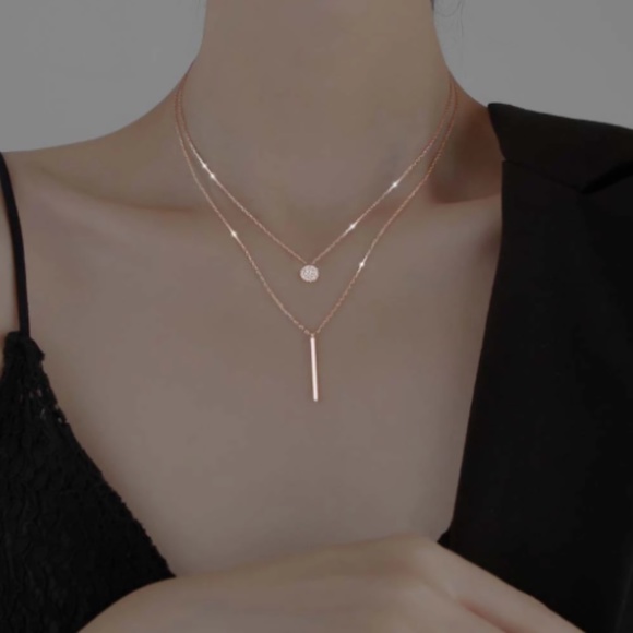 Sterling Silver Rose Gold Layered Pendant Necklace - Picture 1 of 7
